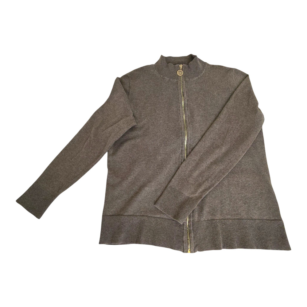 Anne Klein Light Weight Cardigan Sweater Large Milk Chocolate Brown